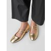 Dámske zlaté mokasíny z eko kože na dvojitom remienku s prackou, kód produktu X5-322