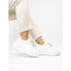 Dámske biele textilné mokasíny na šnúrovanie, elegantné a streetwear, kód produktu 24015