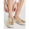 Dámske zlaté mokasíny z eko kože, perforované zdobenie, šnúrovanie, športový streetwear štýl YY-153