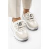 Dámske biele športové mokasíny z textílie s kontrastnými pásikmi, kód produktu 88219