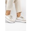 Dámske biele športové mokasíny z textílie s kontrastnými pásikmi, kód produktu 88219