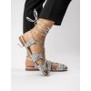 Strieborné dámske sandále z eko kože, elegantné a casual, s pleteným vzorom, kód produktu OM723
