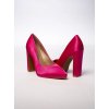 Dámske ružové saténové lodičky na vysokom podpätku, špicatá špička, kód produktu 1139