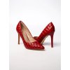 Červené dámske ihličkové lodičky z eko kože, špicatá špička, S2D9340-7