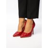 Červené dámske ihličkové lodičky z eko kože, špicatá špička, S2D9340-7