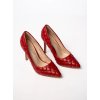 Červené dámske ihličkové lodičky z eko kože, špicatá špička, S2D9340-7