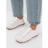 Dámske biele textilné mokasíny s kontrastnou podrážkou, neformálne, mestský štýl SW-015