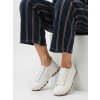 Dámske biele textilné mokasíny s kontrastnou podrážkou, neformálne, mestský štýl SW-015