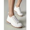 Dámske biele textilné mokasíny s kontrastnou podrážkou, neformálne, mestský štýl SW-015