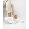 Dámske biele šnúrované mokasíny zo syntetického materiálu, športový mestský štýl, geometrické vzory, kód produktu A-128_WHITE