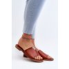 Dámske Sandále z eco kože na ploché podrážce hnedé maliha / 24SD97-7736 BROWN (Veľkosť 36)