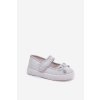 Detské baleríny s mašľou strieborné amirinas / Z513 SILVER (Veľkosť 19)