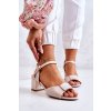 Kožené Sandále na vysokom podpätku béžové lorisa / SK806 BEIGE PERLA (Veľkosť 36)