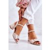 Kožené Sandále na vysokom podpätku béžové lorisa / SK806 BEIGE PERLA (Veľkosť 36)