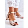Kožené Sandále na vysokom podpätku béžové lorisa / SK806 BEIGE PERLA (Veľkosť 36)