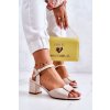 Kožené Sandále na vysokom podpätku béžové lorisa / SK806 BEIGE PERLA (Veľkosť 36)