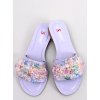 Dámske fialové šľapky z eko kože s kamienkami na rovnej podrážke, kód produktu JH307