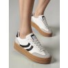 Dámske biele tenisky z eko kože s jemným prešívaním, šnúrovanie, kód produktu 4-34
