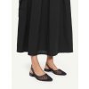 Dámske čierne lodičky z textilného materiálu, elegantné a nenáročné, s rovnou podrážkou, špičaté, kód produktu BO-262 BLACK