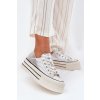Dámske kožené tenisky na platforme goe rr2n4108 strieborné / (Veľkosť 39)