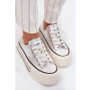 Dámske kožené tenisky na platforme goe rr2n4108 strieborné / (Veľkosť 39)