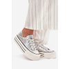 Dámske kožené tenisky na platforme goe rr2n4108 strieborné / (Veľkosť 39)