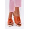 Dámské kožené papuče na klínu Artiker 56C2149 oranžové (Veľkosť 40)
