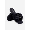 Dámske kožené papuče s mašľou čierne becky / 23SD35-5479 BLACK (Veľkosť 36)