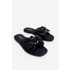 Dámske kožené papuče s mašľou čierne becky / 23SD35-5479 BLACK (Veľkosť 36)