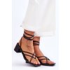 Čierne dámske viazané sandále na stĺpovom podpätku s rovnou podrážkou, LOLA5023 BLACK
