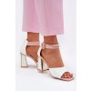 Lakovane Dámske Sandále na podpätku vinceza 20266 biele / 20266 BIAŁY (Veľkosť 36)