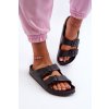 Dámske Penové žabky s prackami čierne luciene / 24SD97-7738 BLACK (Veľkosť 36)