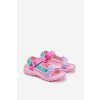 Ružové detské sandále s textilným vrchným materiálom na suchý zips, kód produktu RR374519