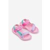 Ružové detské sandále s textilným vrchným materiálom na suchý zips, kód produktu RR374519