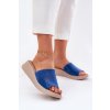 Dámské semišové sandály na klínu Panto Fino Modré RR267041 (Veľkosť 36)