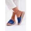 Dámské semišové sandály na klínu Panto Fino Modré RR267041 (Veľkosť 36)