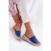 Dámské semišové sandály na klínu Panto Fino Modré RR267041 (Veľkosť 36)