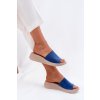 Dámské semišové sandály na klínu Panto Fino Modré RR267041 (Veľkosť 36)