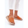 Dámské Semišové Sandály Na Klínu Panto Fino Oranžové RR267039 (Veľkosť 36)