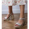 Strieborné sandále espadrilky na podpätku Kleris X5-337 SILVER 38 - GM (Veľkosť 38)