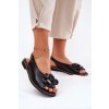 Kožené ploché Sandále s dekorací chebello 4642 čierne / 4642 CZARNY (Veľkosť 36)
