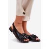 Kožené ploché Sandále s dekorací chebello 4642 čierne / 4642 CZARNY (Veľkosť 36)