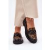 Kožené mokasíny s ozdobou a panterou čierne laura messi 2965 / 2965/100-982 (Veľkosť 36)