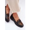 Kožené mokasíny s ozdobou a panterou čierne laura messi 2965 / 2965/100-982 (Veľkosť 36)