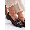 Kožené mokasíny s ozdobou a panterou čierne laura messi 2965 / 2965/100-982 (Veľkosť 36)