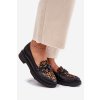 Kožené mokasíny s ozdobou a panterou čierne laura messi 2965 / 2965/100-982 (Veľkosť 36)