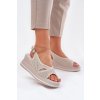 Dámské Kožené Sandály Na Klínu S.Barski LR51-660 Béžové (Veľkosť 38)