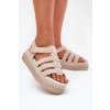Dámske Sandále na platforme z eko semišu béžove filisenia / PL363 BEIGE (Veľkosť 36)
