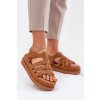 Dámske Sandále na platforme z eko semišu camel filisenia / PL363 CAMEL (Veľkosť 36)