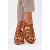 Dámske Sandále na platforme z eko semišu camel filisenia / PL363 CAMEL (Veľkosť 36)